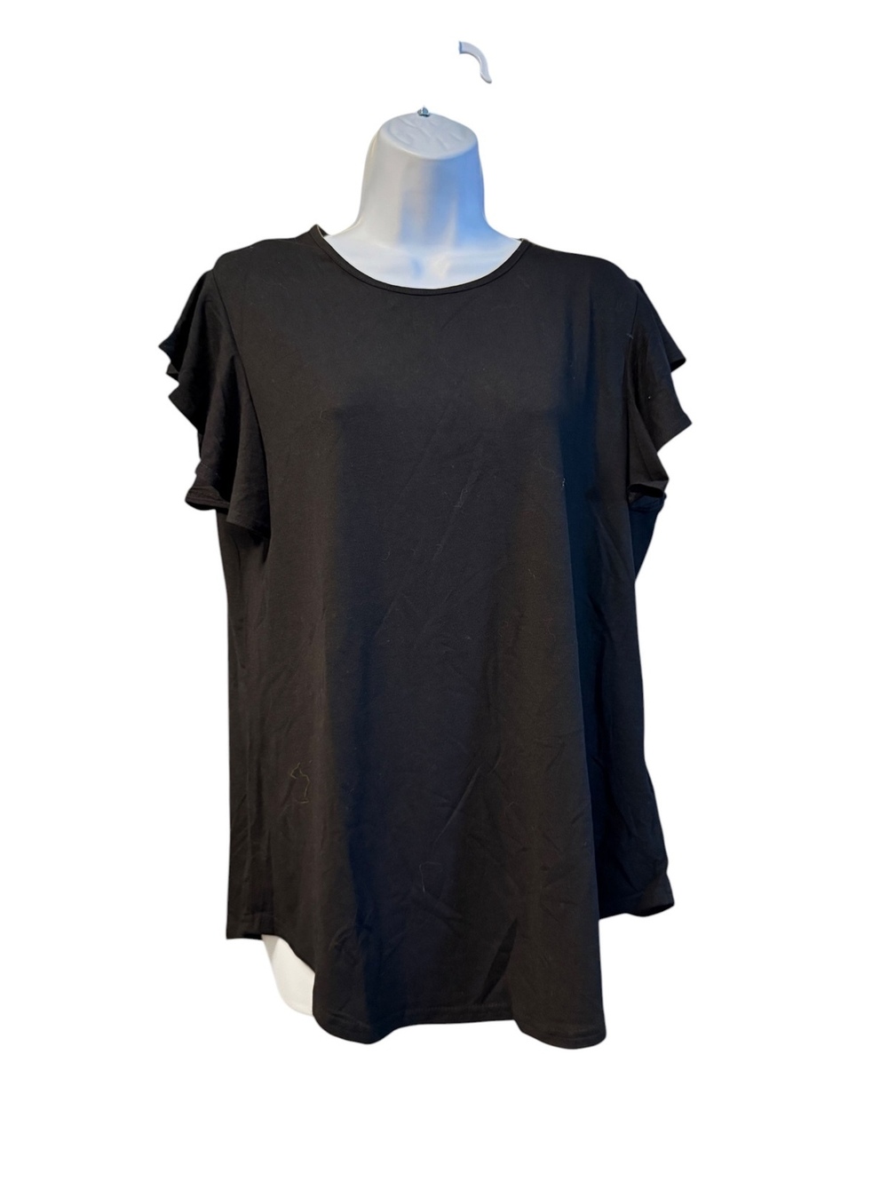 Levaca Women's Black Ruffle Sleeve Casual Top